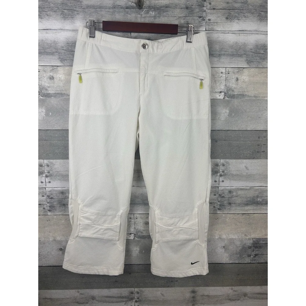 Nike Sphere Dry White Medium Textured Capri Pants White Athletic